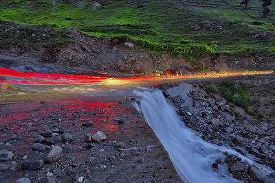 Scenic view of water flowing through rocks