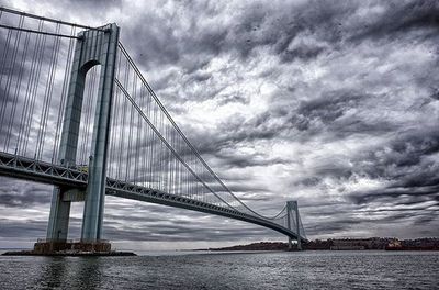 Low angle view of suspension bridge