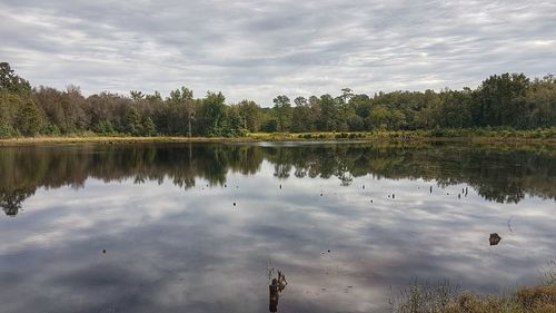 Scenic view of lake against sky