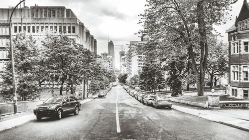 Road passing through city