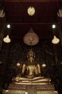 Low angle view of illuminated temple