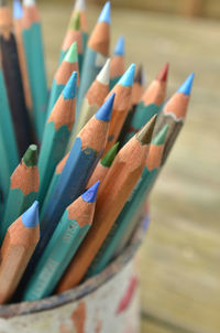 Close-up of colored pencils