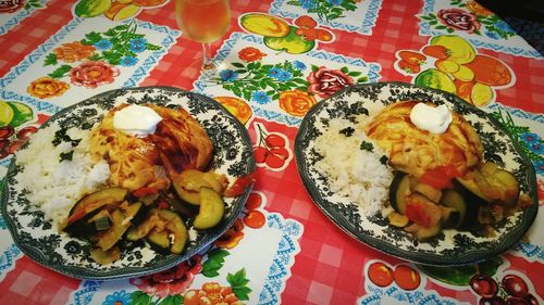 Close-up of meal served on plate