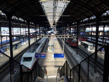 Train at railroad station platform