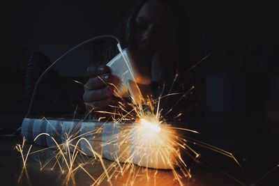 Man working at night
