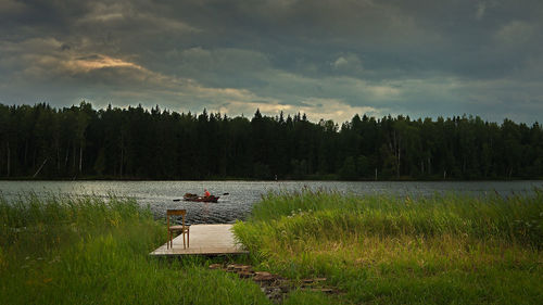 Scenic view of lake against sky