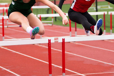 Low section of women running