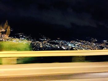 Light trails on road at night