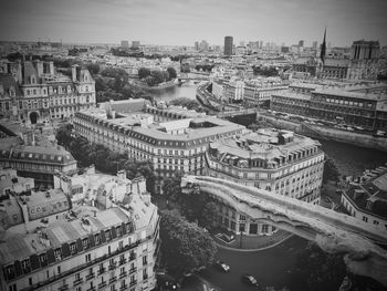 High angle view of buildings in city