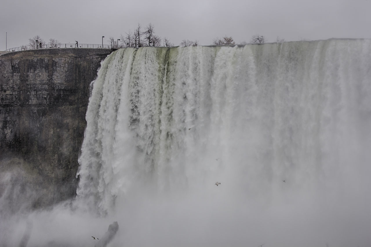 PANORAMIC SHOT OF WATER FLOWING AGAINST SKY