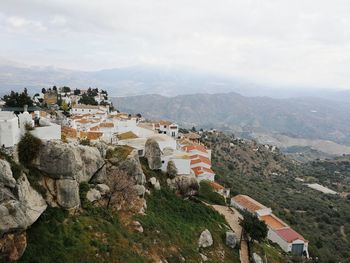 High angle view of townscape against sky