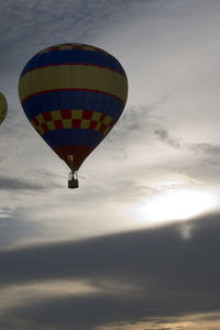 Hot air balloon flying in sky