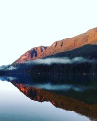 Reflection of mountain in lake against sky