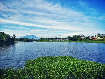 Scenic view of lake against sky