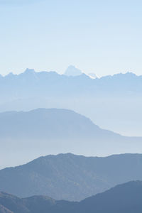 Scenic view of mountains against clear sky