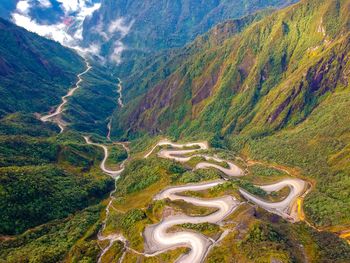 High angle view of mountain road