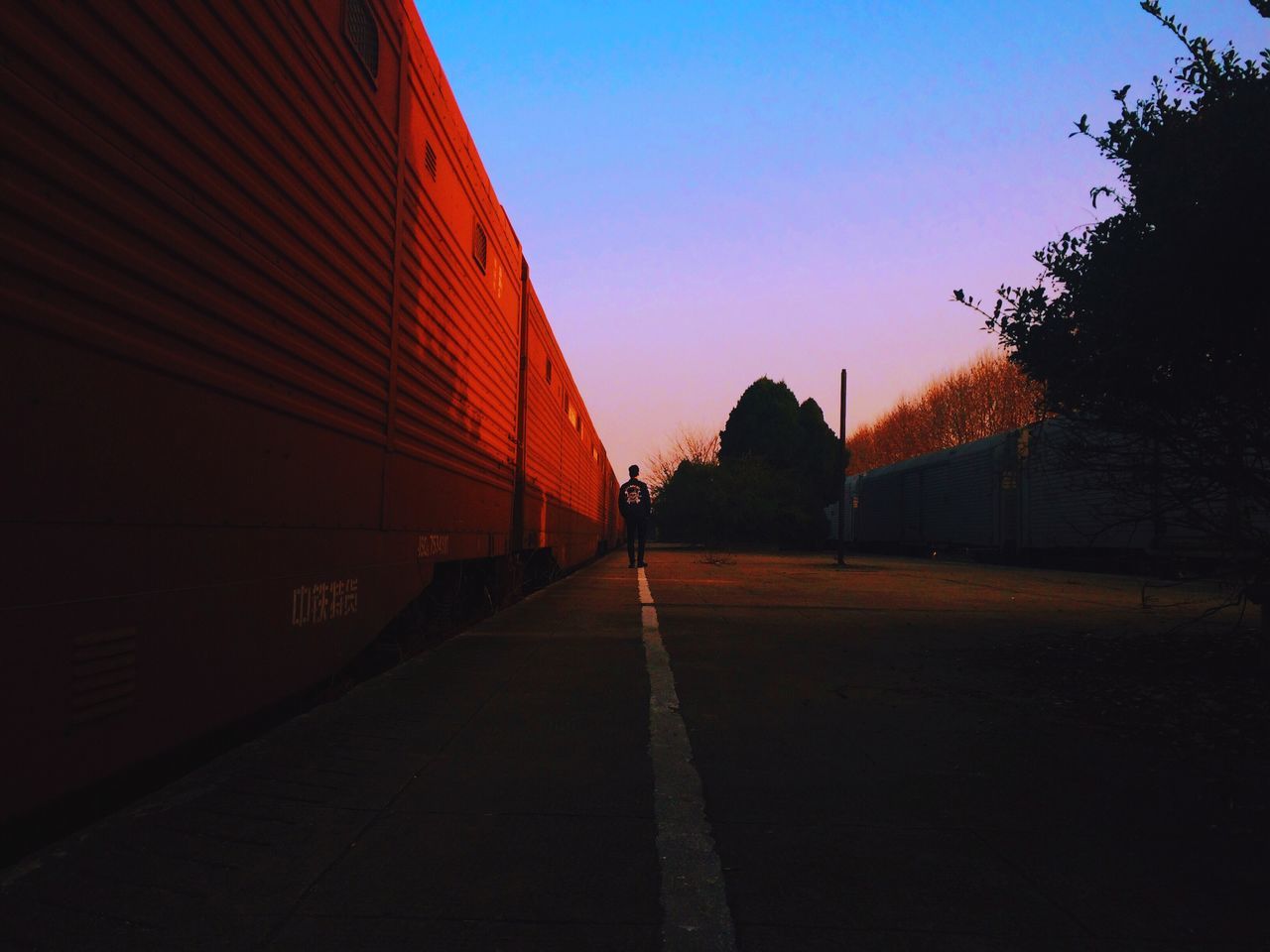 the way forward, sunset, clear sky, transportation, road, diminishing perspective, vanishing point, built structure, sky, tree, architecture, long, street, silhouette, empty, sunlight, tranquility, building exterior, outdoors, no people