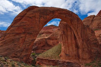 Rock formation on mountain rainbow bridge 