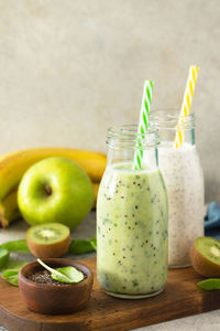 Fruits in glass on table