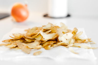 Close-up of fruits in plate on table