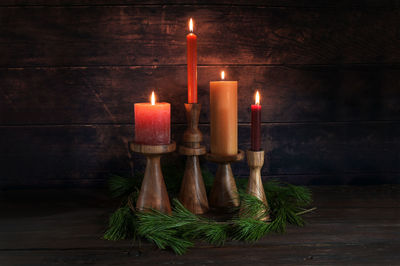 Close-up of illuminated candles