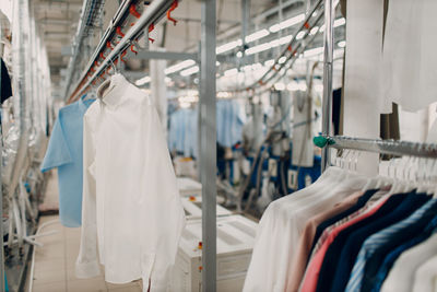 Close-up of clothes drying on rack