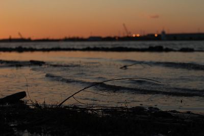 Scenic view of sunset over sea