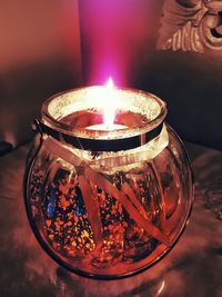 Close-up of lit candle