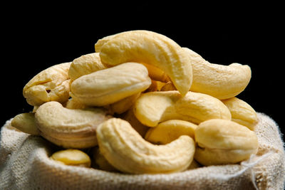 Close-up of bananas against black background
