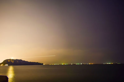 Scenic view of sea against sky at sunset