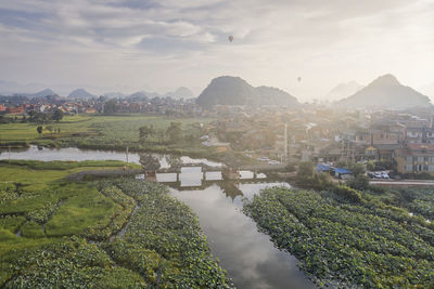 Aerial view of puzhehei scenic area in yunnan, china