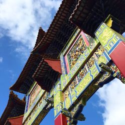 Low angle view of temple against sky