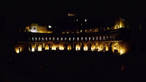 Illuminated buildings at night