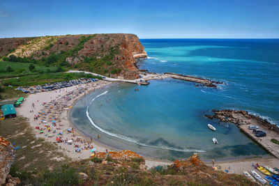 High angle view of beach against sky