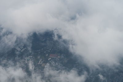 High angle view of buildings against sky