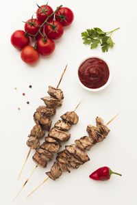 High angle view of ingredients on white background