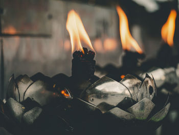 Close-up of lit candles