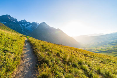 Scenic view of landscape against clear sky