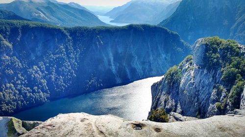 Scenic view of rocks in mountains