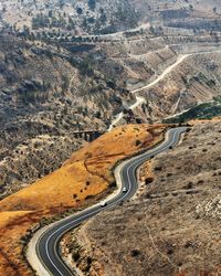 Aerial view of road amidst mountain