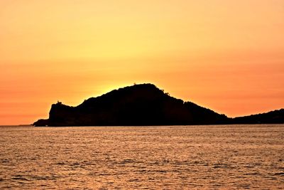 Scenic view of sea against sky during sunset