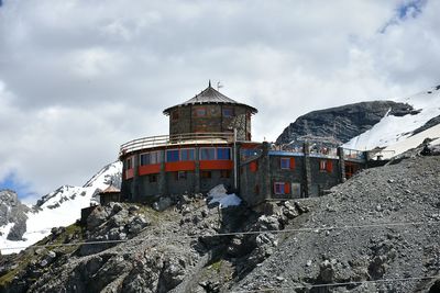 Houses against cloudy sky
