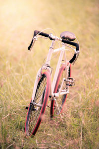 Bicycle wheel on field