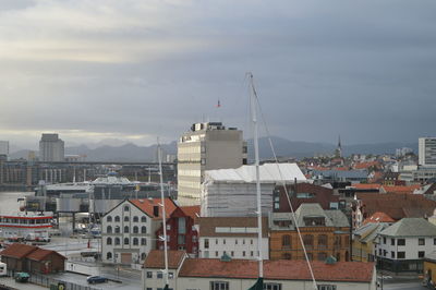 High angle view of buildings in city