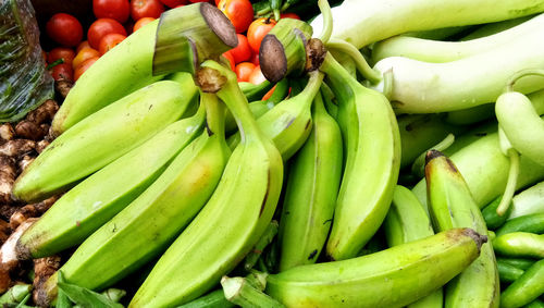 High angle view of fruits for sale at market stall