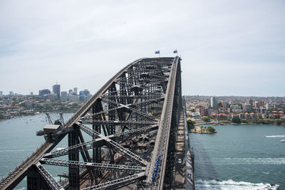 High angle view of sydney harbour bridge and cityscape