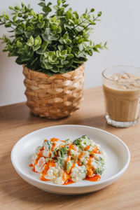 High angle view of food on table