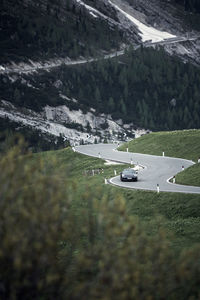 High angle view of cars on land