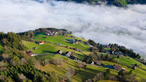 High angle view of townscape against sky