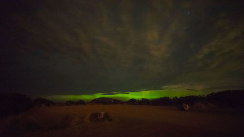 Scenic view of field against sky at night